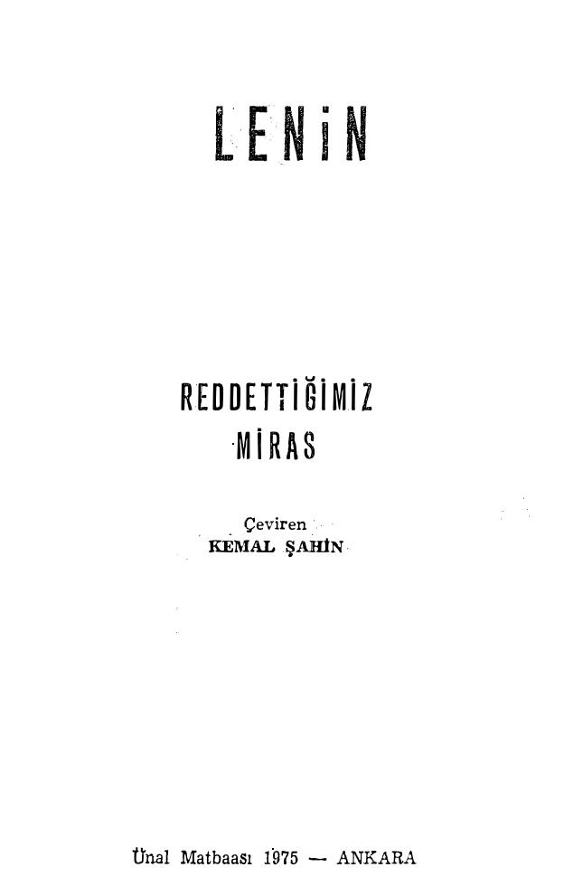 Lenin Redettiğimiz Miras Çağrı Yayınları