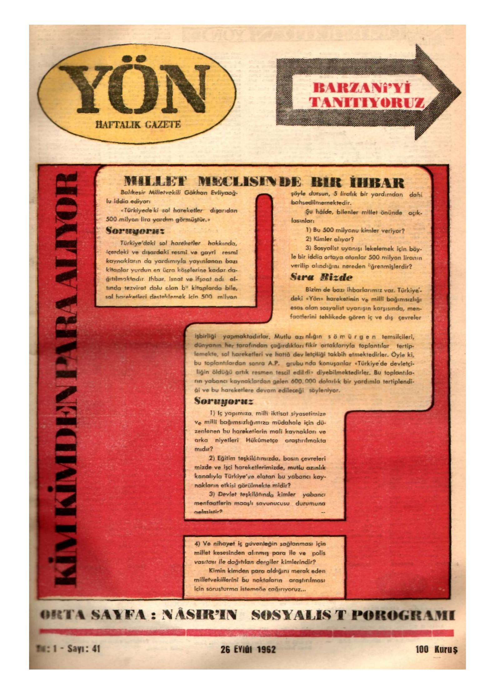 Yön Dergisi - C-1 - Yıl:1 Sayı:41