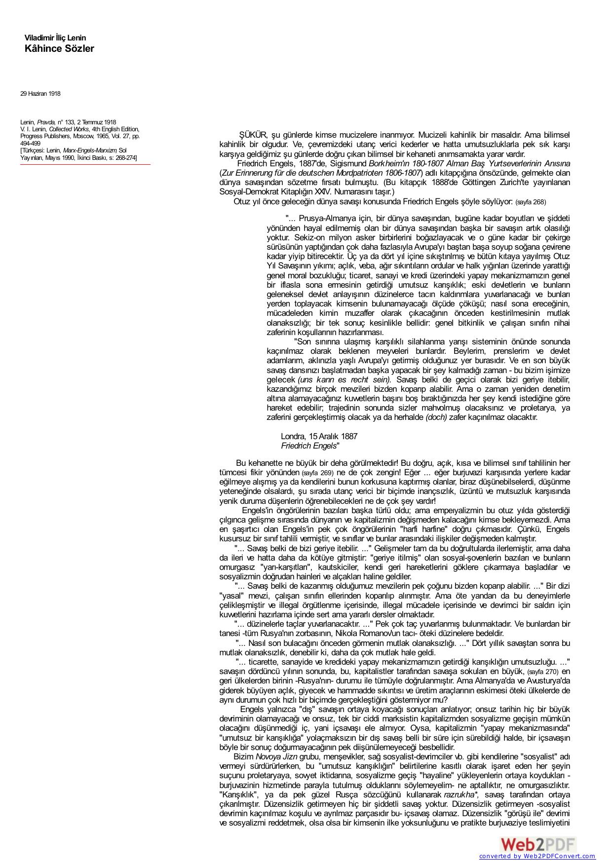 Lenin: Kahince Sözler