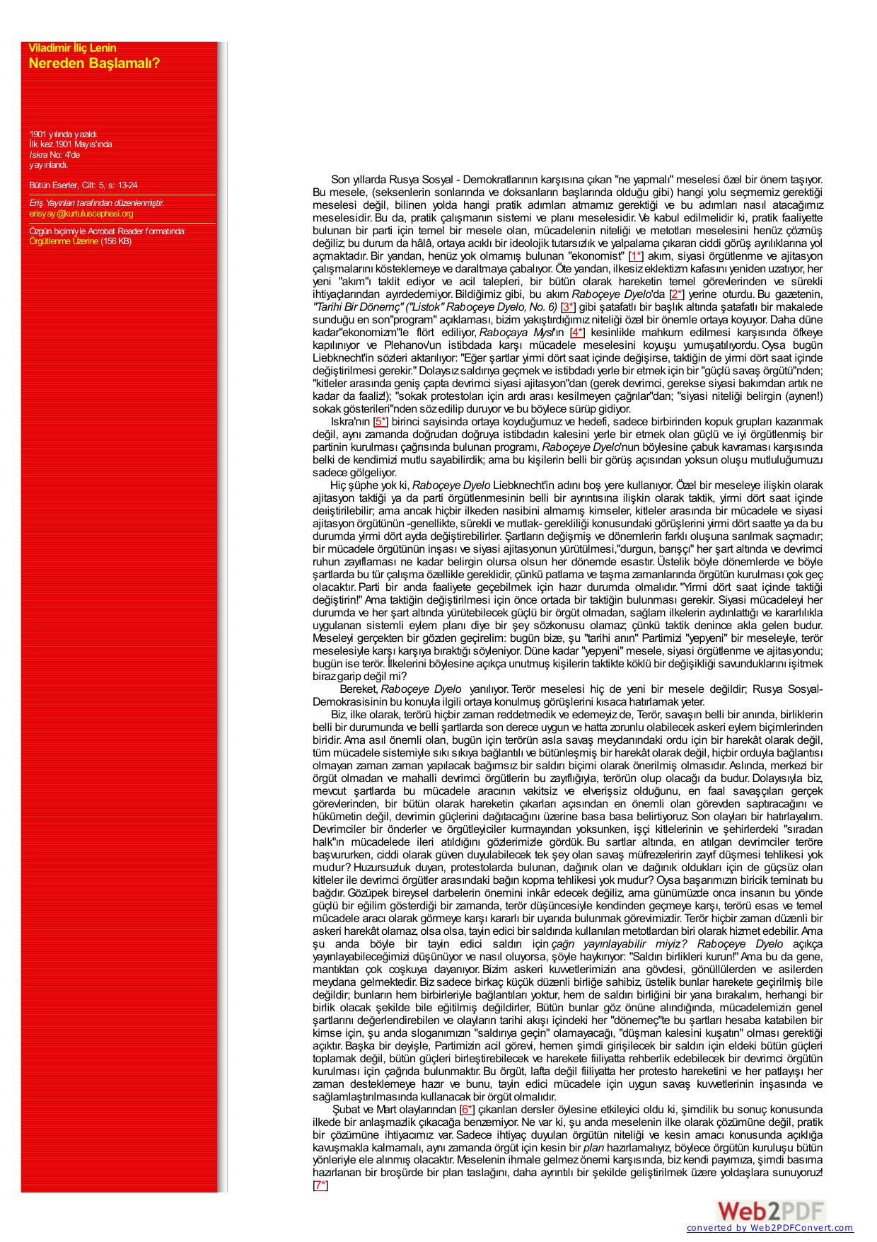 Lenin: Nereden Başlamalı