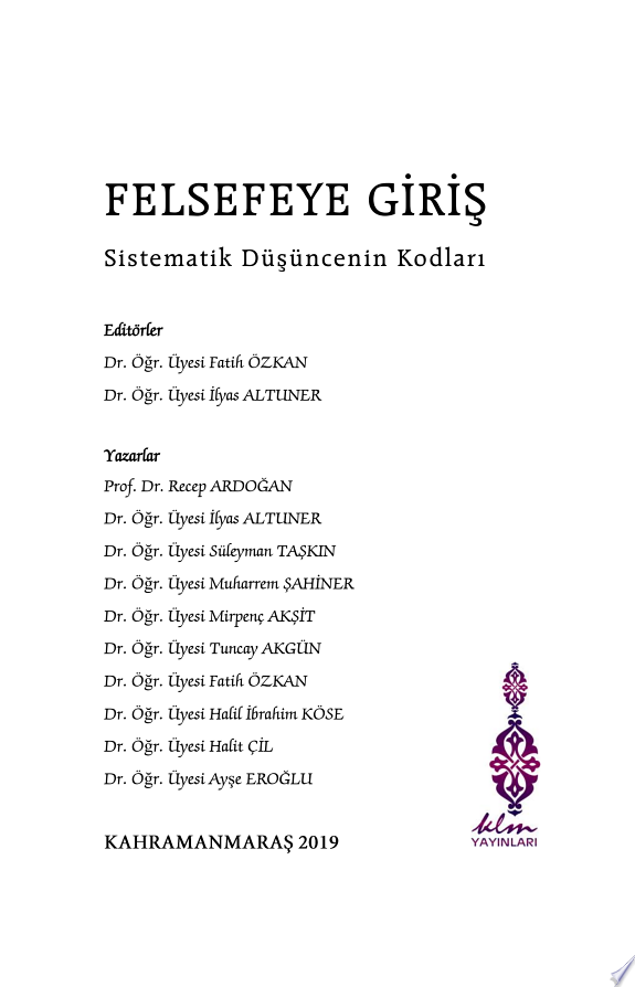 Felsefeye giriş: temel kavramlar ve kuramlar