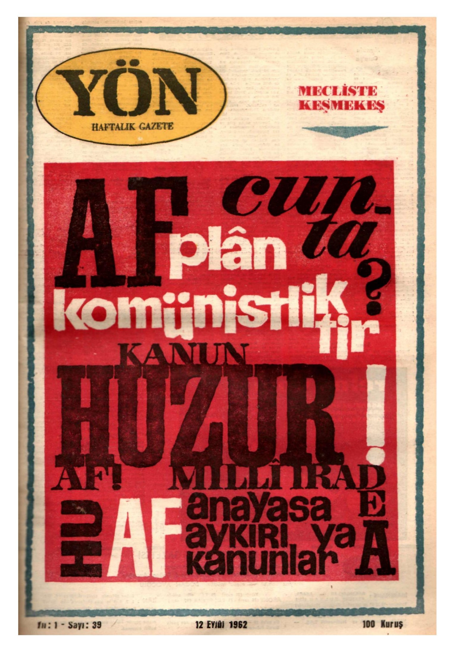 Yön Dergisi - C-1 - Yıl:1 Sayı:39