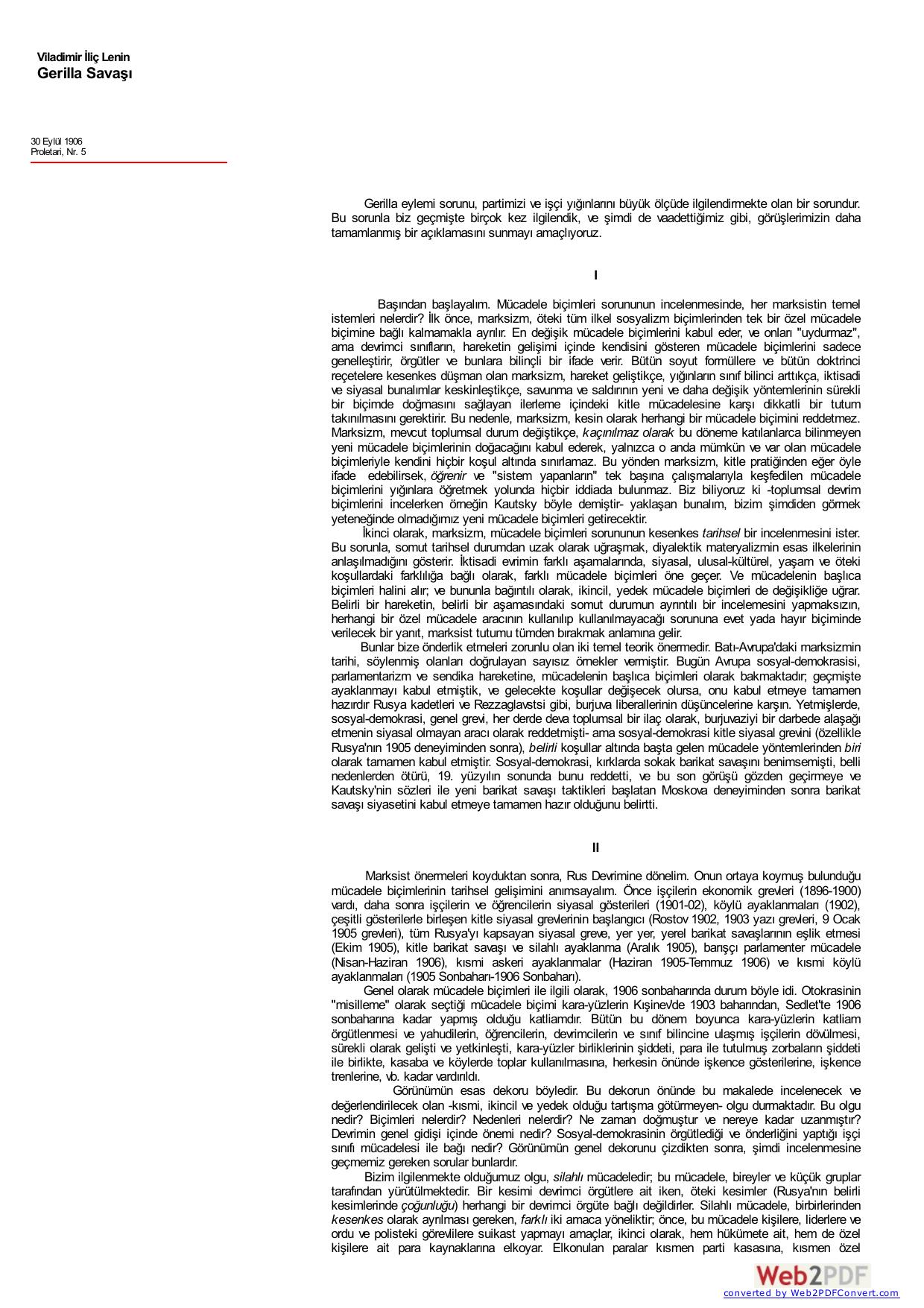 Lenin: Gerilla Savaşı