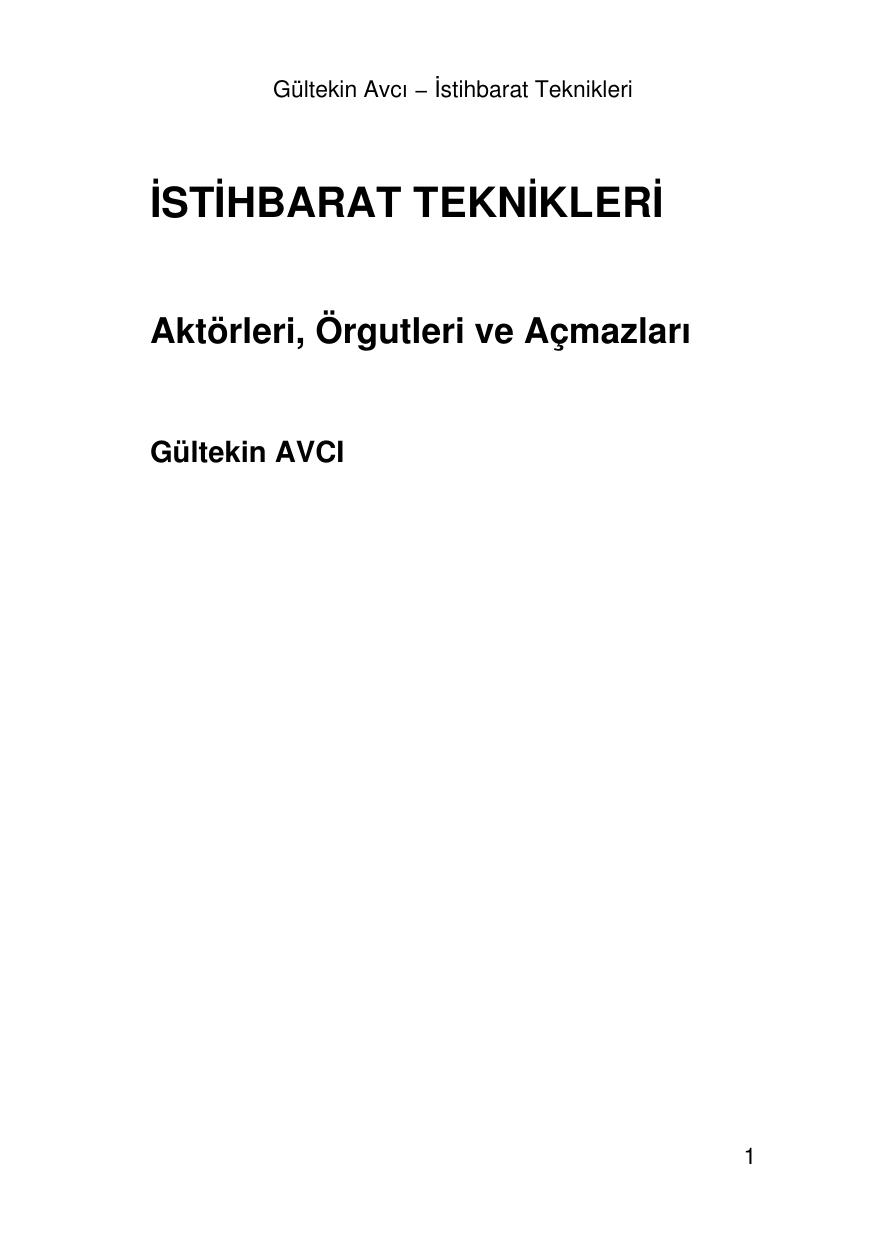 İstihbarat Teknikleri