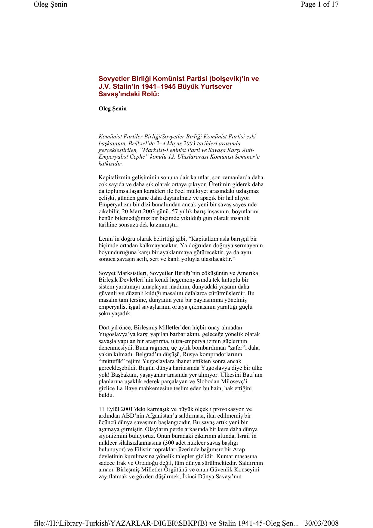 SBKP(B)_in ve J.V. Stalin_in 1941-1945 BYS_ndaki Rolu