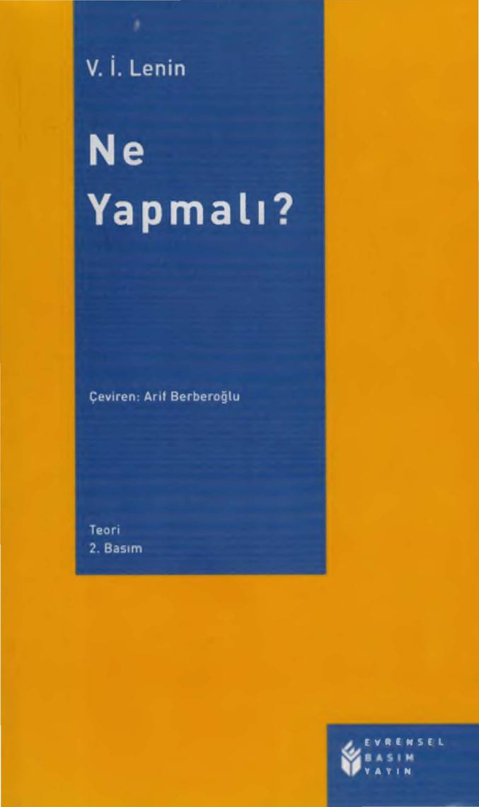 Lenin Ne Yapmalı Evrensel Basım Yayın