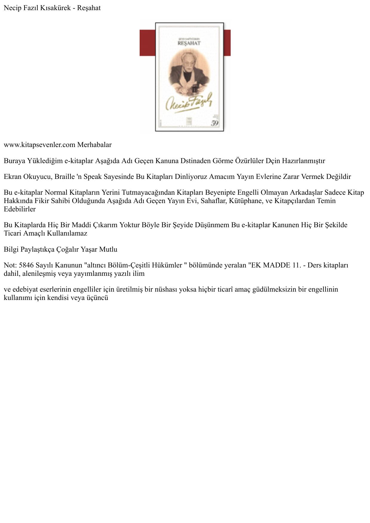 Necip Fazıl Kısak rek _ Reşahat Şeyh Safi