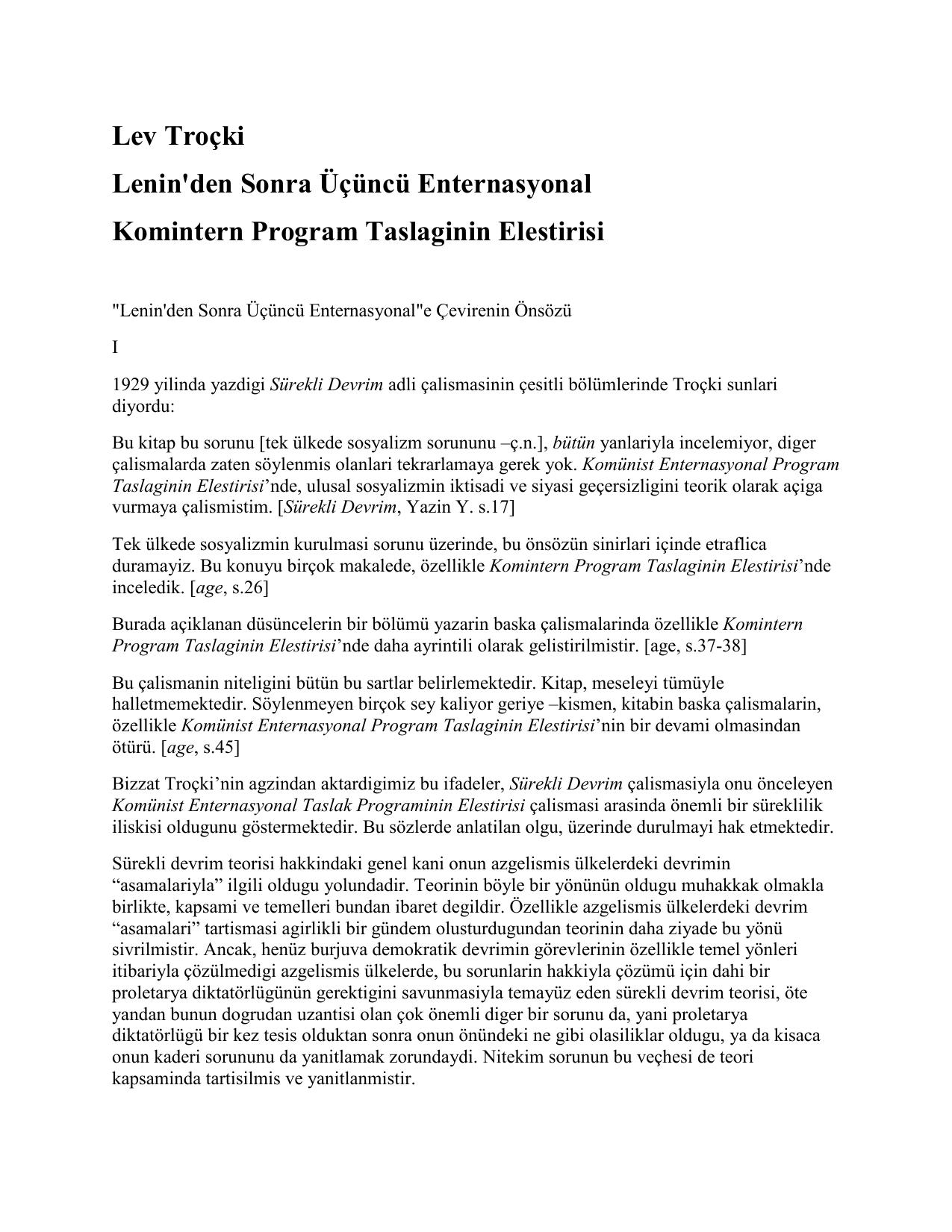 Lenin den Sonra 3. Enternasyonal