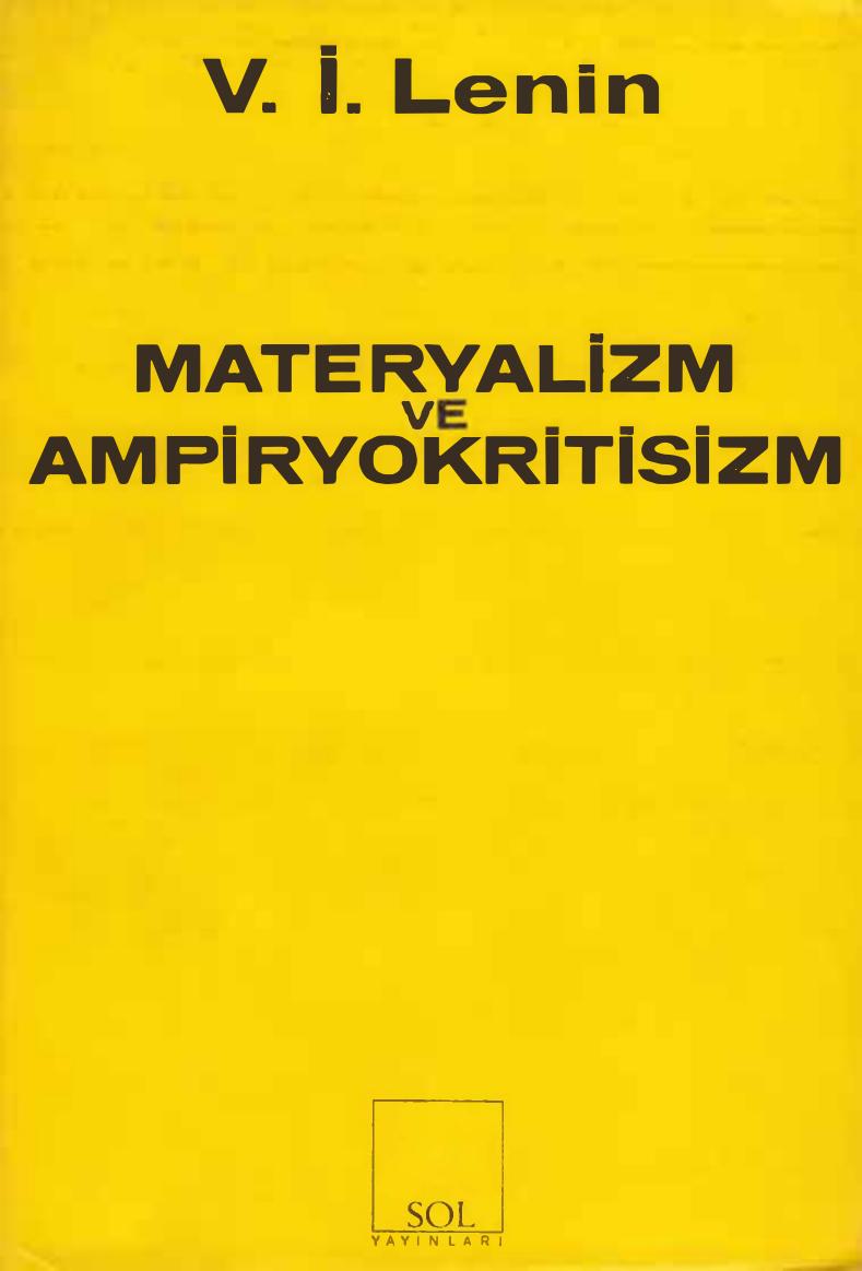 Lenin Materyalizm ve Ampiryokritisizm Sol Yayınları