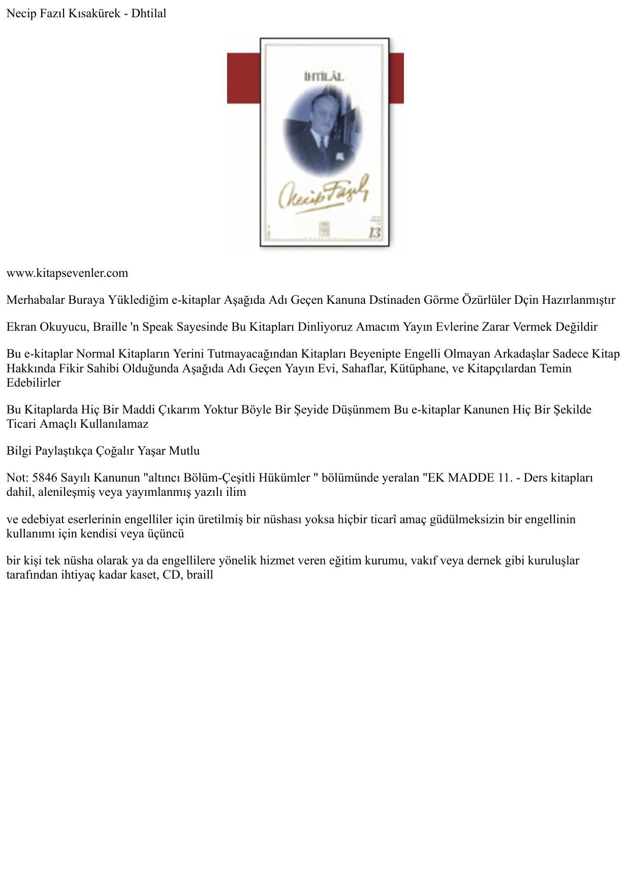 Necip Fazıl Kısak rek _ İhtilal