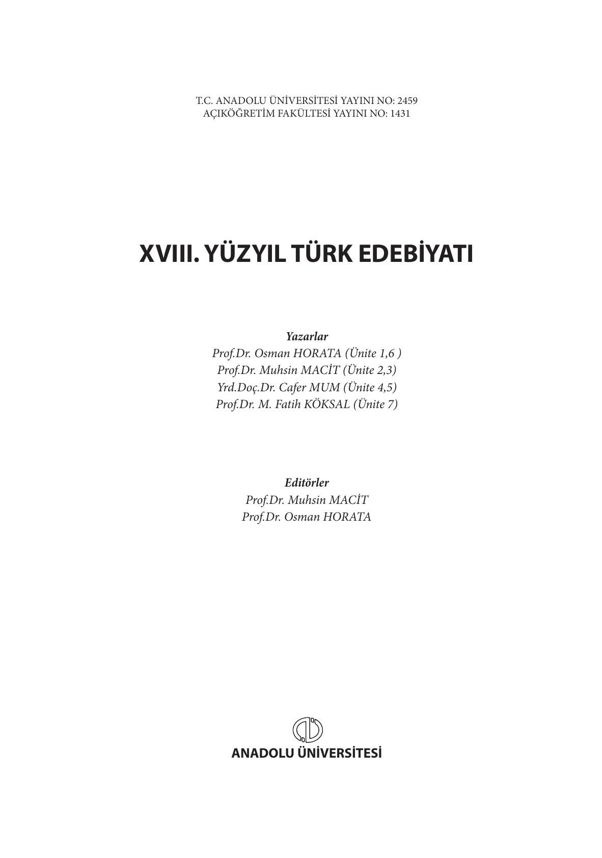 18. Yüzyıl Türk Edebiyatı