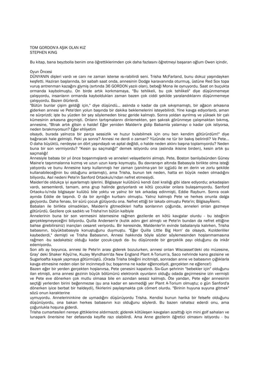 Tom Gordon'a Aşık Olan Kız