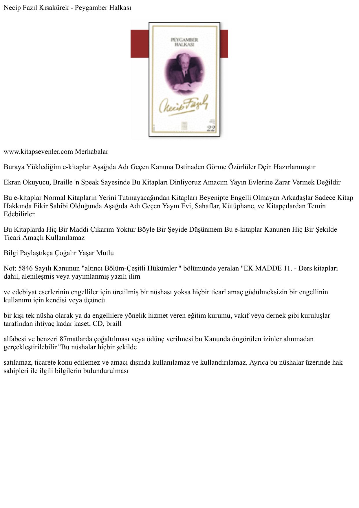 Necip Fazıl Kısak rek _ Peygamber Halkası