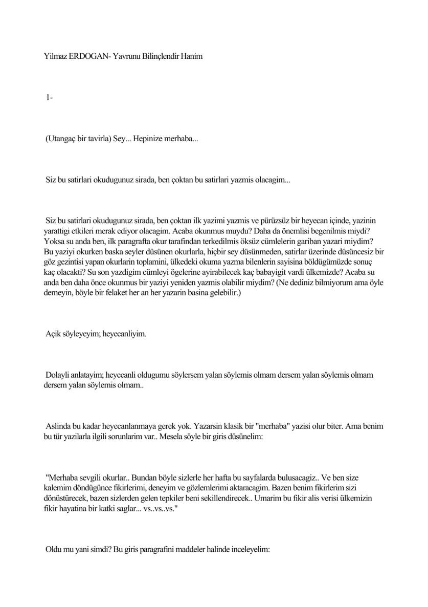 Yavrunu Bilinçlendir Hanım